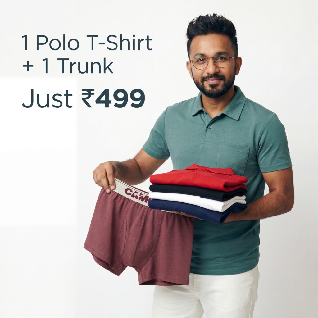 Special Combo – Polo T-Shirt + Camel Men’s Trunk | Summer Offer