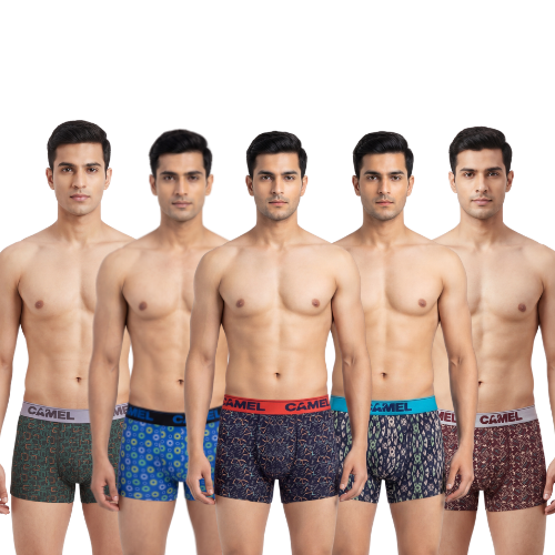Camel Men’s Printed Trunks (Pack of 5)